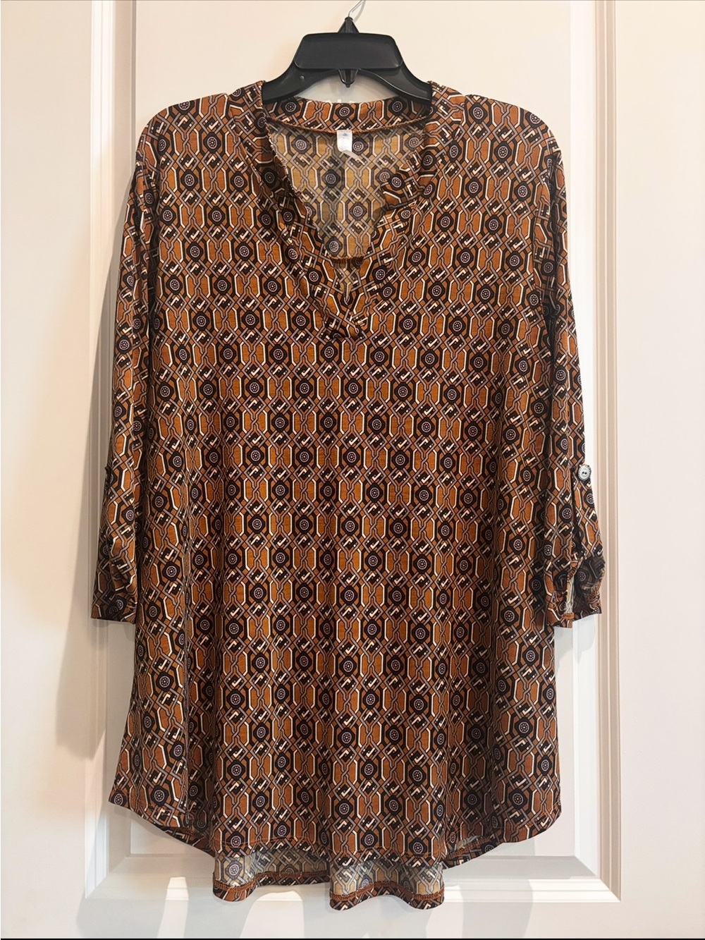 Paisley Grace Boutique Geometric Print Tunic Blouse 1X